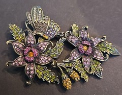 LaVintage Pave Crystal Large Flower Brooch/ Pendant