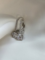 ​JCM Sterling Silver 925 Cubic Zirconia Round Leverback Drop Earrings