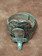 Vintage Silver Toned Aluminum Ornate Horse Saddle Seat Ring 9.5 Adjustable Japan