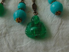 antique metal plastic Buddah dangles beads pendant necklace