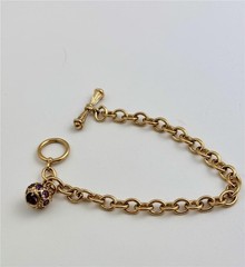 Ross Simons 14K Gold Overlay Sterling Silver Amethyst Chain Bracelet 7.5″ Long