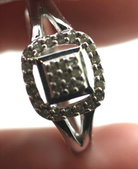 Sterling Silver 925 signed SUN Pave Diamond clear Cocktail Band Ring Size 6 3/4