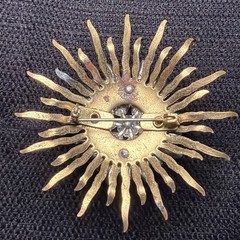 Art Deco Two Tone Rhinestone Starburst Brooch Missing Stones