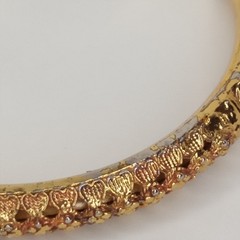 Vintage Face Clad Gold Bangle Ornate Filigree Bracelet Boho Chic Marked F.C.
