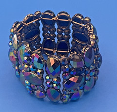 Vintage Crystal Stretch Bracelet Aurora Borealis Stones