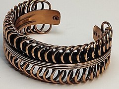 Vintage Renoir Signed Copper Coil MCM Cuff Bangle Bracelet & Clip On Earring Set