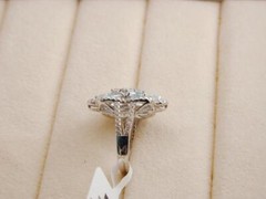 JTV Sterling 7 Oval Aquamarine White Zircon Cocktail Ring 6 New In Box