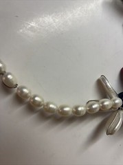 Vintage Stone, Pearl & Glass Floral Beaded Necklace Wire Hand Strung Chunky 19”
