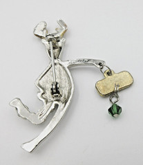 VTG DEER LET IT SNOW bead charm Brooch Pin copper silver gold tone red green blu