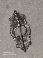 Vtg Sterling Silver Faux Pearl Marcasite Brooch Pin Art Deco Or Victorian