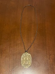 Vintage 1976 MMA Egyptian Revival King Tut Cartouche Pendant Necklace 23” Chain