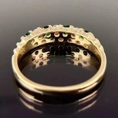 2.1Ct VVS1 Round Cut Lab Created Diamond Emerald Wedding 14K Yellow Gold FN Ring
