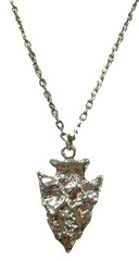 INDIAN STYLE ARROW HAMMERED PLATED METAL PENDANT NECKLACE VINTAGE SILVER TONE
