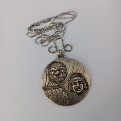 Theater Mask Silver Pendant Necklace Drama Comedy Art Vintage Masks Dramatic