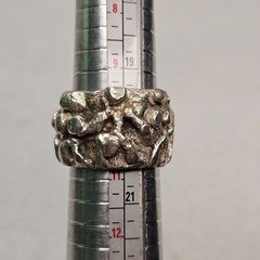 Vintage Brutalist Sterling Silver Abstract Figural Wide Band Ring Size 10 26.85g