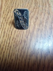 Vintage SIAM THAILAND NIELLO STERLING SILVER Goddess DANCERS Ring