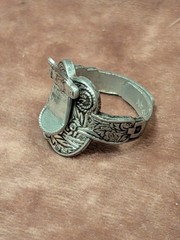 Vintage Silver Toned Aluminum Ornate Horse Saddle Seat Ring 9.5 Adjustable Japan