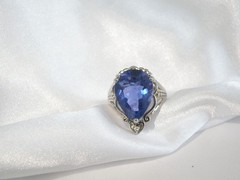 Vintage Sterling Silver 925 Large 10ct Natural Heated London Blue Topaz Ring 6