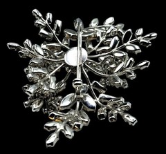 Vintage Rhinestone Floral Brooch Massive Pin Austria ? Costume Jewelry