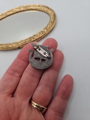 Vintage R Tennesmed Sweden Brooch Pin Viking Ship Pewter 1970s