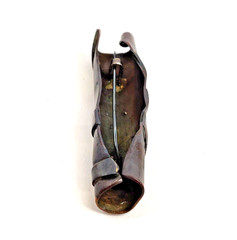 VTG Artisan Tubular Rolled Brass Copper BROOCH Handmade Modernist Mixed Metal