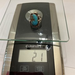 Vintage Antique Turquoise And Silver Large Ring Size 11.25