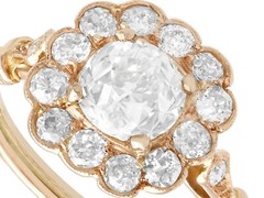 Antique Contemporary 1.69 Ct Old Cut Diamond 18k Rose Gold Cluster Ring Size 6