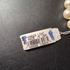 NWT VTG Liz Claiborne Beaded Ivory Pearl Medallion Stretch Bracelet Made in USA