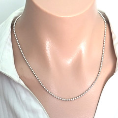 Vintage Sterling Silver 2.5 mm Beaded Chain Necklace 18″L 7.8 g