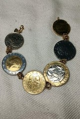 Vintage Milor 14k Yellow Gold Italian Coin Bracelet 7 In
