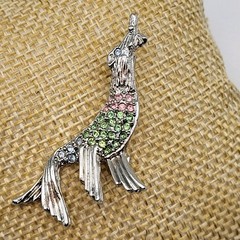 VINTAGE Seal Se Lion Brooch Pin CRYSTALS Rhinestones 1928 flamboyant Animal