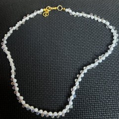 Handmade fauxpearl clear glass deaded necklace gold tone clasp choker strand