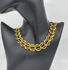 Vintage Napier Necklace and Bracelet Set Chunky Gold-Tone Links 1980s and Signed