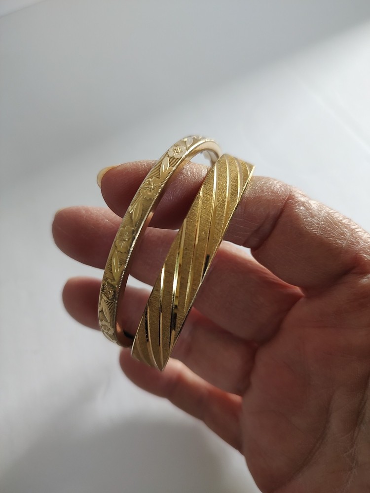 1960’S 12k GF Marathon Design Floral Bangle Bracelet And Monet Bracelet