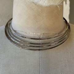 Vintage Silver Collar Choker Necklace Modernist Contemporary Design