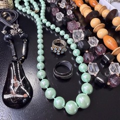 Vintage Jewelry Lot Mixed Necklaces Bracelets Rings Jade Amethyst Statement