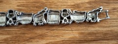Vtg Republican Party Silver Charm Bracelet Patriotic Enamel Flag, Elephant 6.75″