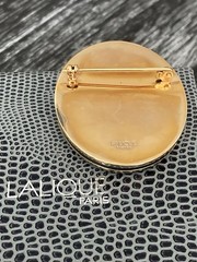 Lalique Blue Intaglio Cameo Brooch In Box