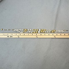 Vintage Old Money Japan Faux Pearl Gold Bead Multi Strand Collar Necklace Bridal