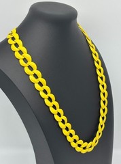 Vintage Napier Necklace of Bright Yellow Coated Enamel Chunky Chain Links Signed