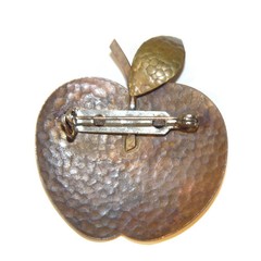 Vintage Hammered Brass and Copper Apple Pin