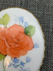 Hallmark Floral Oval Brooch 2.25 In As Is Pendant Orange Green Blue Vintage Boho
