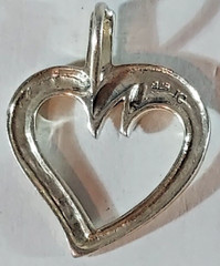 Vintage Sterling Silver MARCASITE HEART #12 PENDANT, 2.46g