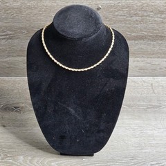 Gold Tone Rope Chain 15in Necklace Vintage Style Twisted Link – Unisex 3mm 15 in
