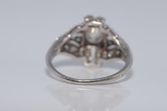Antique Circa 1920s Handcrafted Art Deco Platinum Natural Diamond Ring