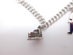 Vintage Sterling Silver Charm Bracelet with 4 Charms Colosseum Mexico Bahamas
