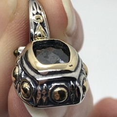 Vintage Renaissance Revival 2-Tone Black Onyx Cubic Zirconia Pendant