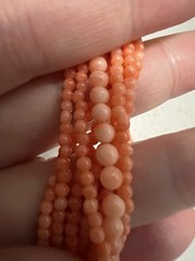 VTG Twist Multi Strand 2.5mm&3.5mm Small Pink Salmon Coral Beaded Necklace *Read