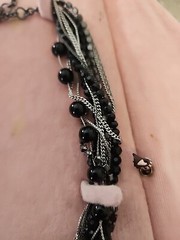 Vintage JUICY COUTURE Blsck & Silver Beaded Necklace NIB