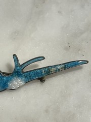 Antique Victorian Bird Swallow Pin Brooch Enameled 2.5″ Blue White Pink RARE